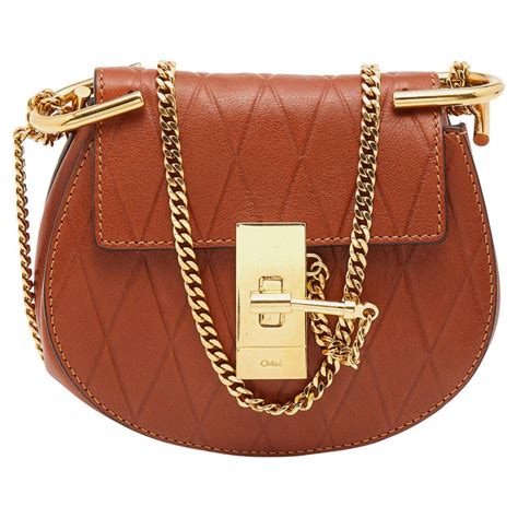 chloe drew nano crossbody|Chloe Brown Diamond Embossed Leather Nano Drew Crossbody .